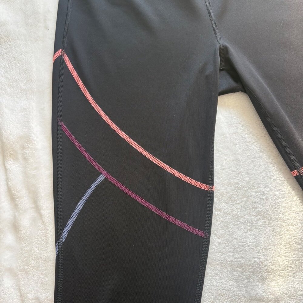 Fila Sport Black Activewear Leggings Womens Large W/ Vibrant Pink Purple Accents - Picture 11 of 11